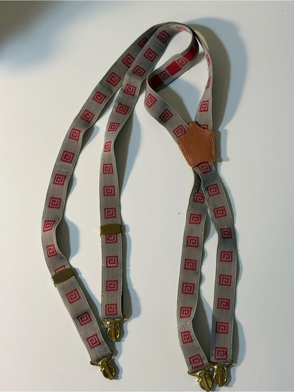 Vintage elastic and leather suspenders